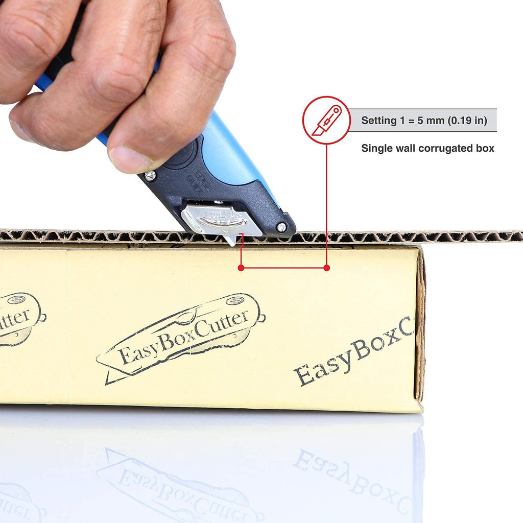 EasyCut 1000 Safe Retractable Box Cutting Utility Knife, Blue, 09780