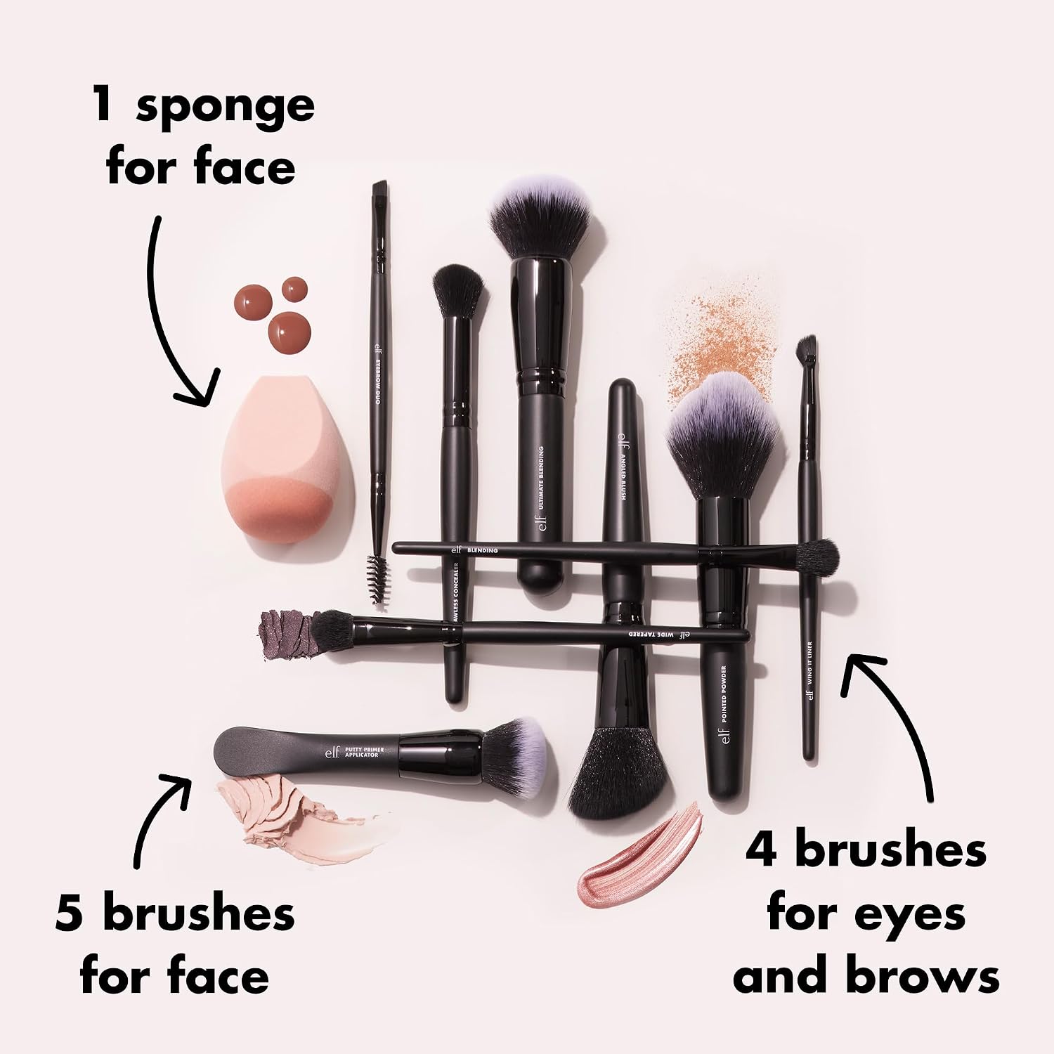 Ten Out Of Ten Brush Set, 10 Piece Brush Kit, Brushes For Face Makeup, Eyes, Brows & More, Made With Synthetic