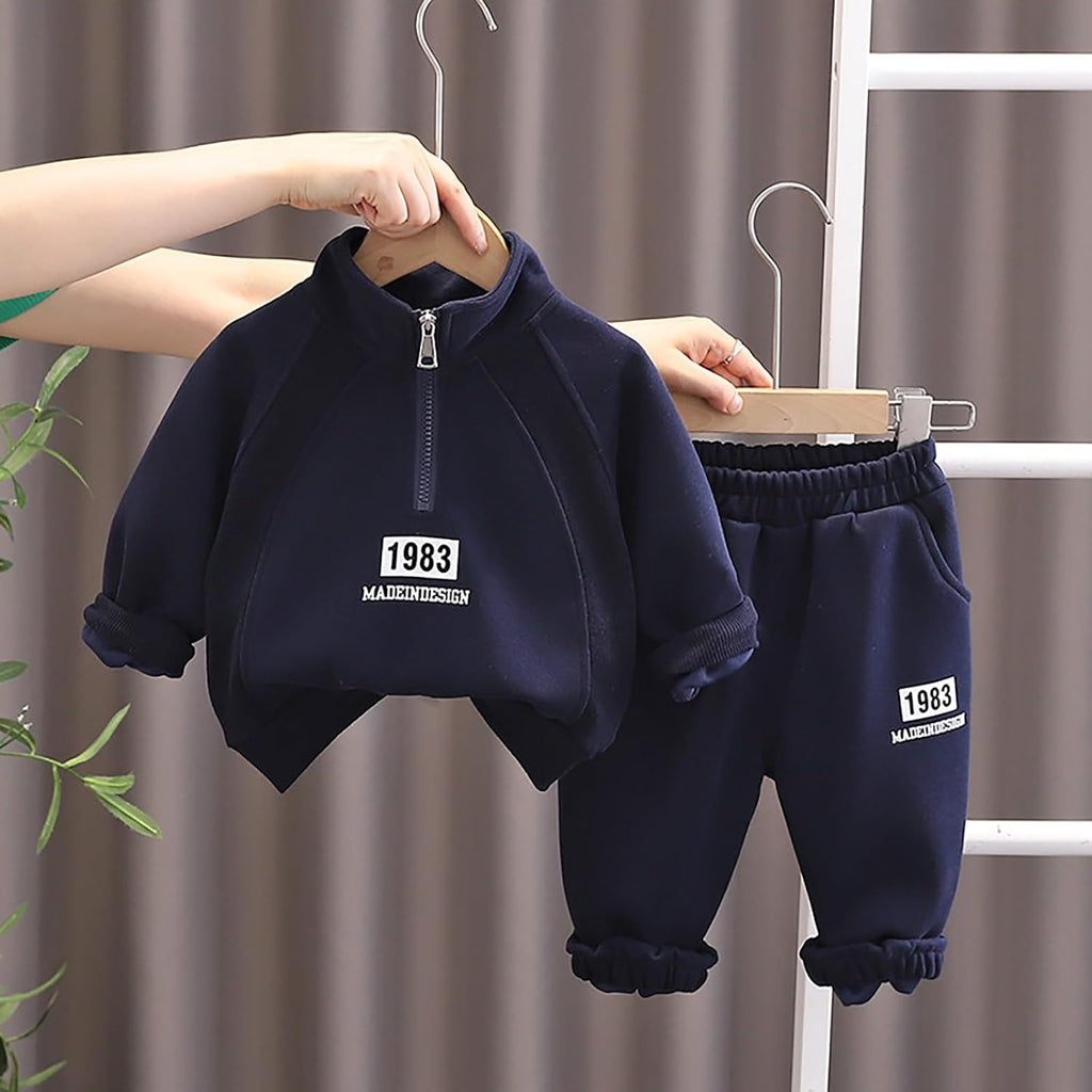 Toddler Baby Boy Fall Winter Clothes Half Zip Stand Collar Sweatshirt Long Sleeve Shirt and Pants Sweatshirt for Toddler