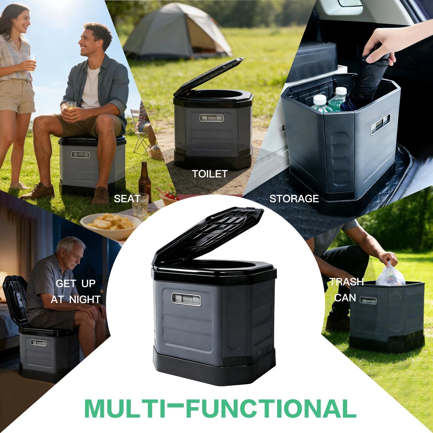 Camping Toilet for Adults - Portable Folding Toilet with Lid,Travel Portable Potty for Adults,Porta Potty Car