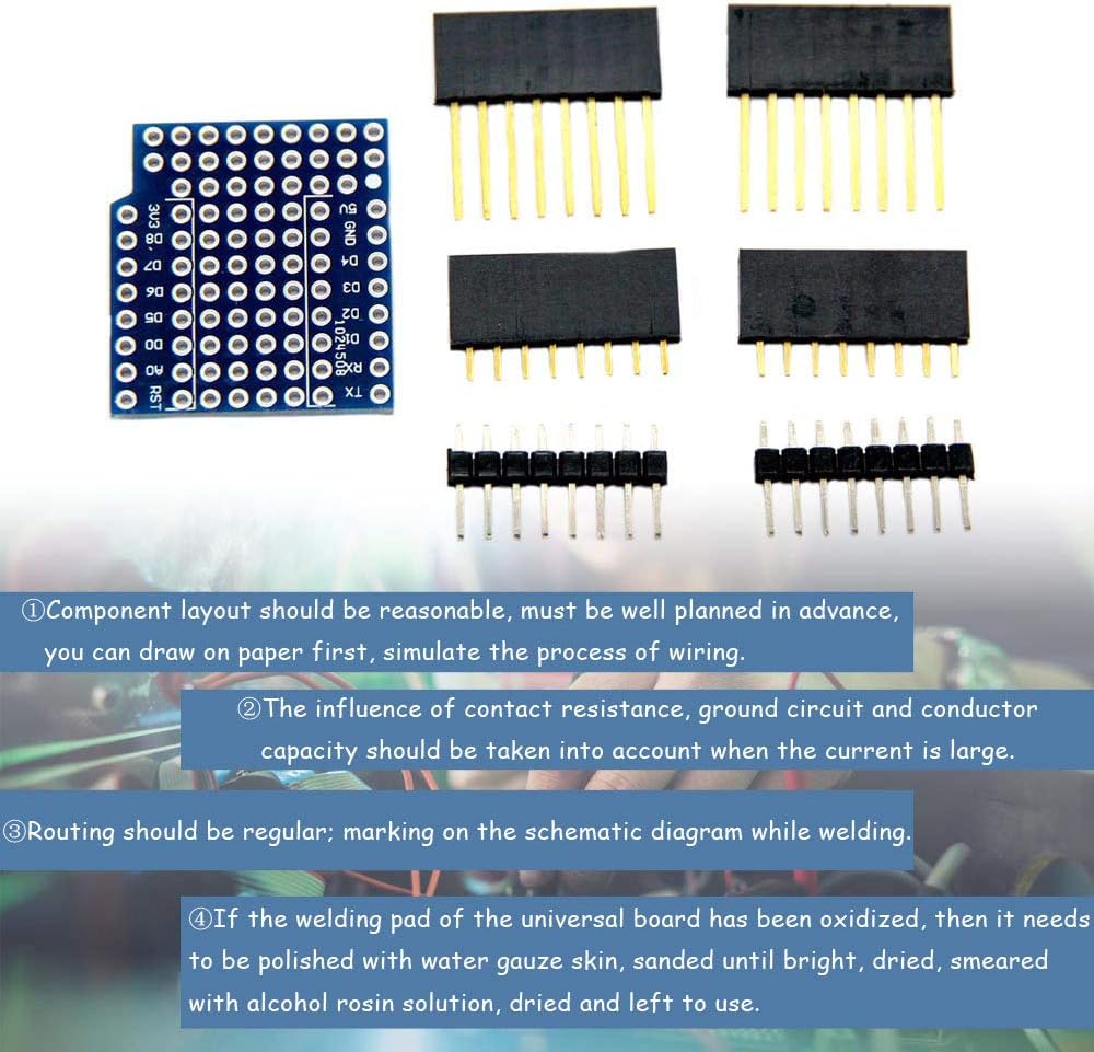 Ximimark 5Sets WeMos D1 Mini Prototype Board XD-08 ProtoBoard Shield Double Sided Perf Board for Arduino