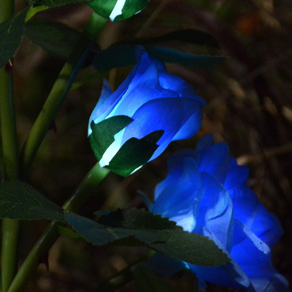 [Upgraded 6 Flowers]Solar Powered Decorative Rose Garden Stake Lights, Waterproof Realistic Artificial Flowers for