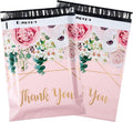 Poly Mailers Shipping Bags Thank You Notes Flowers Surrounded 3 Mil Heavy Duty Self Seal Mailing Envelopes - Pink, 12