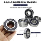 10 Pack 6205-2RS Double Rubber Seal Deep Groove Ball Bearings 25x52x15mm Pre-Lubricated and Stable Performance and Cost Effective Bearings (6205-RS)