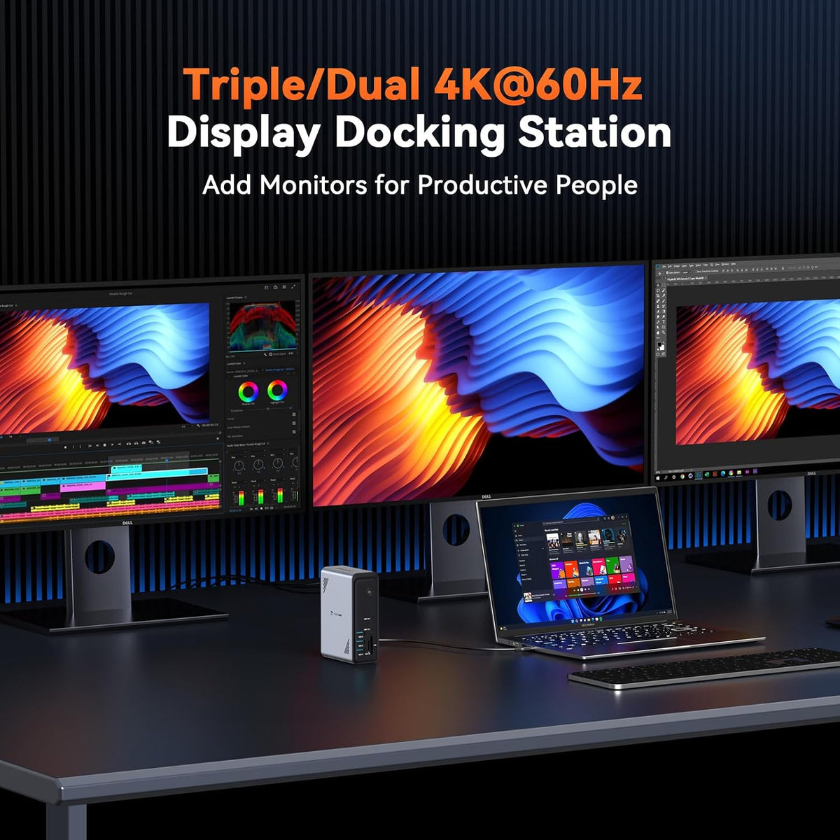 18 in 1 Laptop Docking Station 3 Monitors,Triple 4K HDMI,9 USB C/A | Docking Station with 3HDMI,Ethernet,PD 3.0,Fits