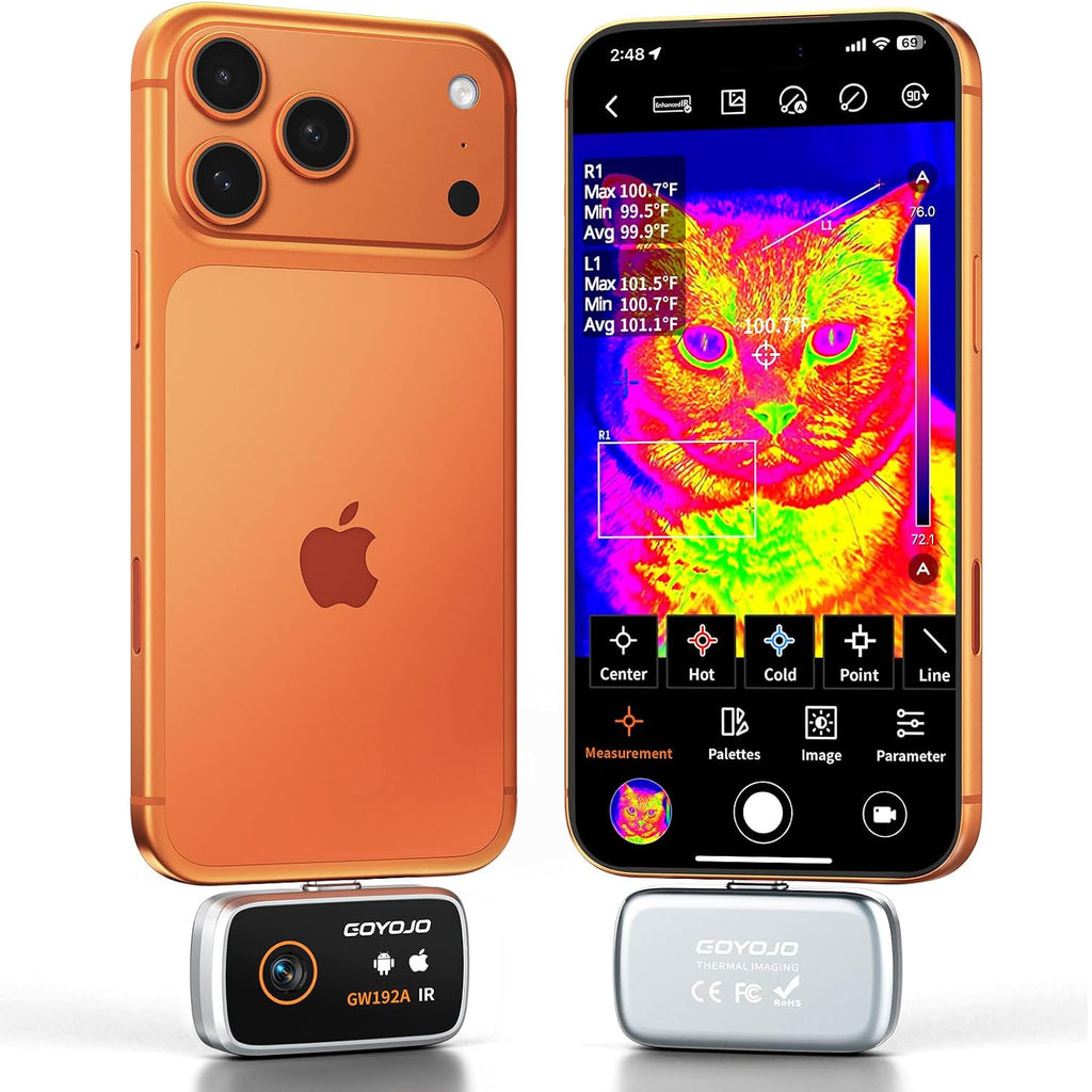 Thermal Imaging Camera for Android/iphone 15/16/17 iOS Series 192x192 IR Resolution– Water Leak Detection HVAC