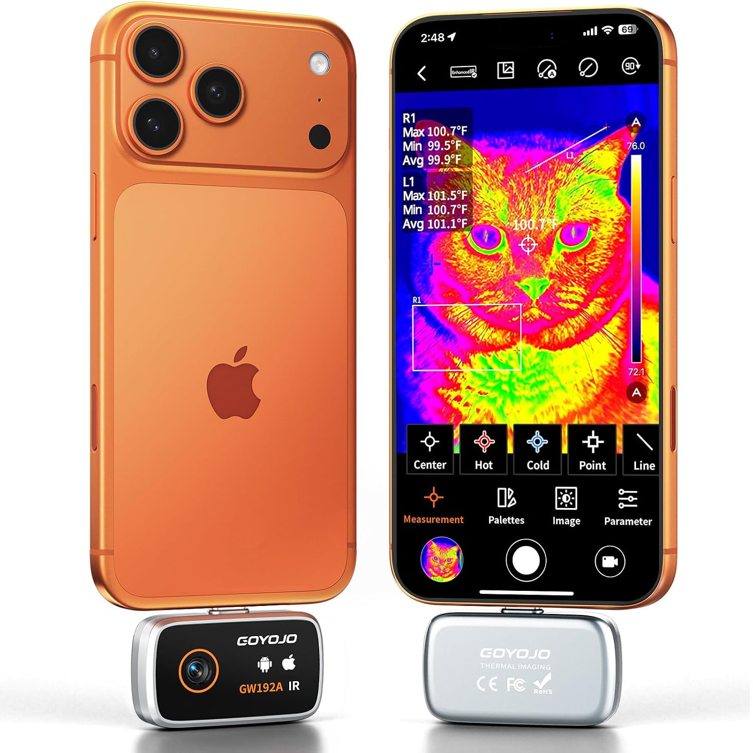 Thermal Imaging Camera for Android/iphone 15/16/17 iOS Series 192x192 IR Resolution– Water Leak Detection HVAC