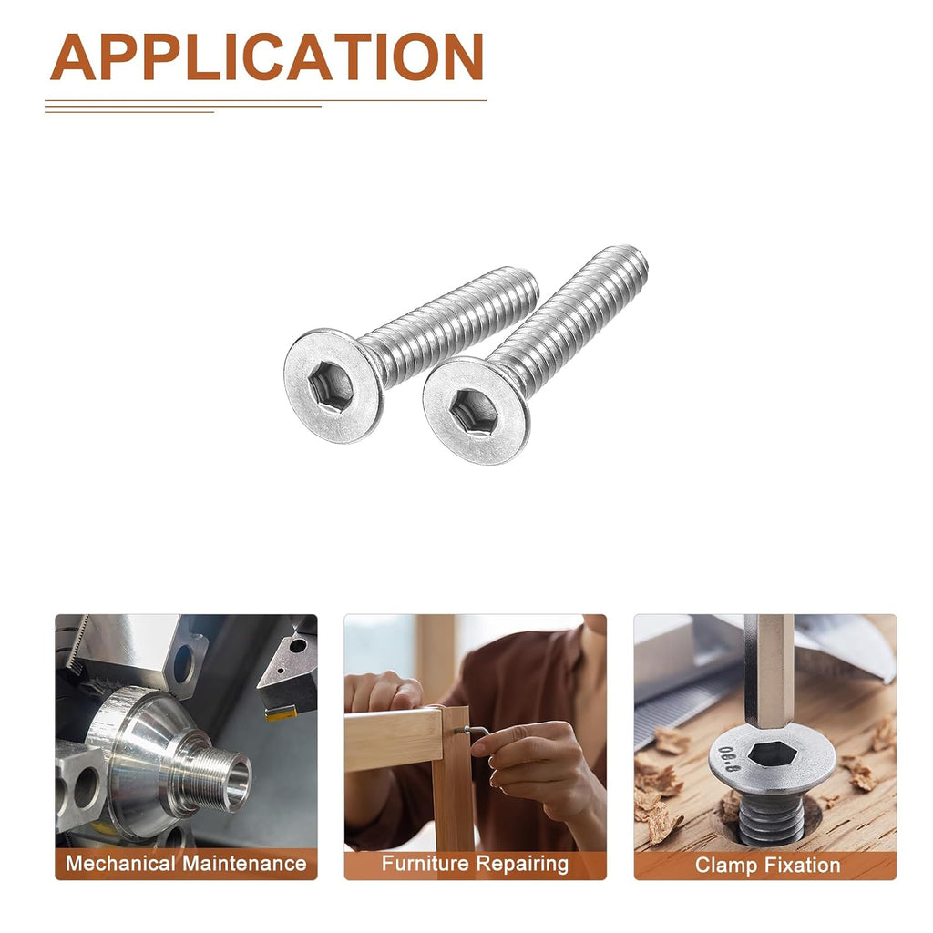 DTGN 50Pack #10-24x1 Flat Head Socket Cap Screws 304 Stainless Steel