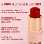 Hot Red Monochromatic Cream Blush Stick for Cheek, Eyeshadow, Lip, 0.28oz