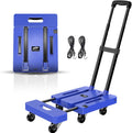 Folding Hand Truck, 500 LB Capacity Luggage Cart, Portable Folding Dolly with 6 Wheels and 2 Elastic Ropes for
