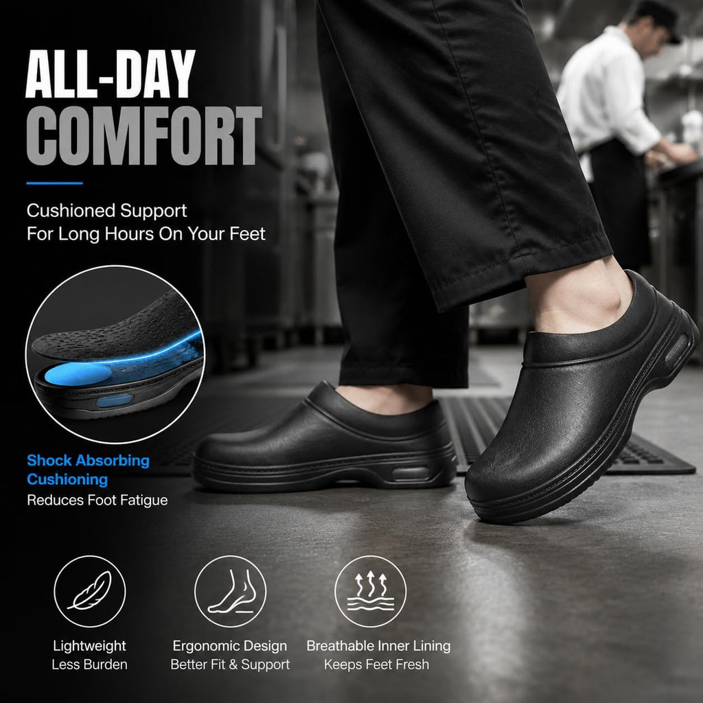 Chef Shoes for Men Women, Non Slip Work Shoes, Waterproof Kitchen Clogs, Slip Resistant Oil Resistant EVA Work Clogs