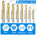 12PCS 3-8mm Titanium Coated Drill Bit Set, HSS Twist Side Cutting Drill Bit
