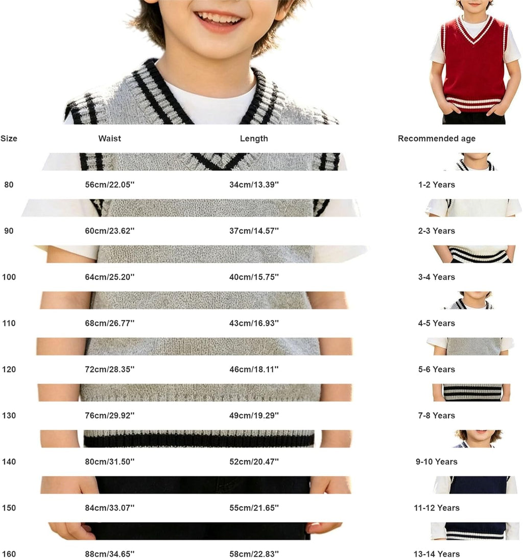 Sweaters for Girls Boys Cotton Pullover Gilet Jacket Sleeveless School Uniform Sweater Vest Kids Back to School