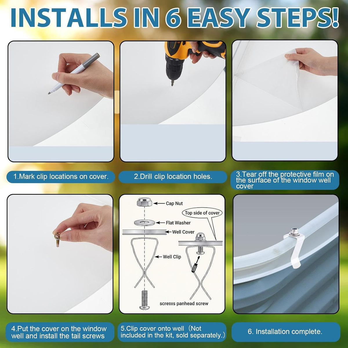39'' x 16'' Polycarbonate Window Well Cover Outside
