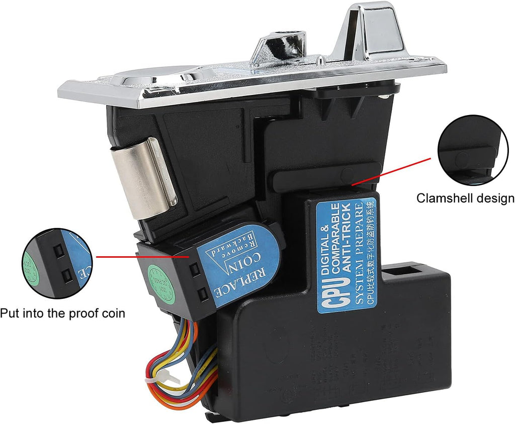 Coin Acceptor,Comparable Roll Down Coin Mech Acceptor Coin Selector CPU Programmable Electronic Coin Selector for