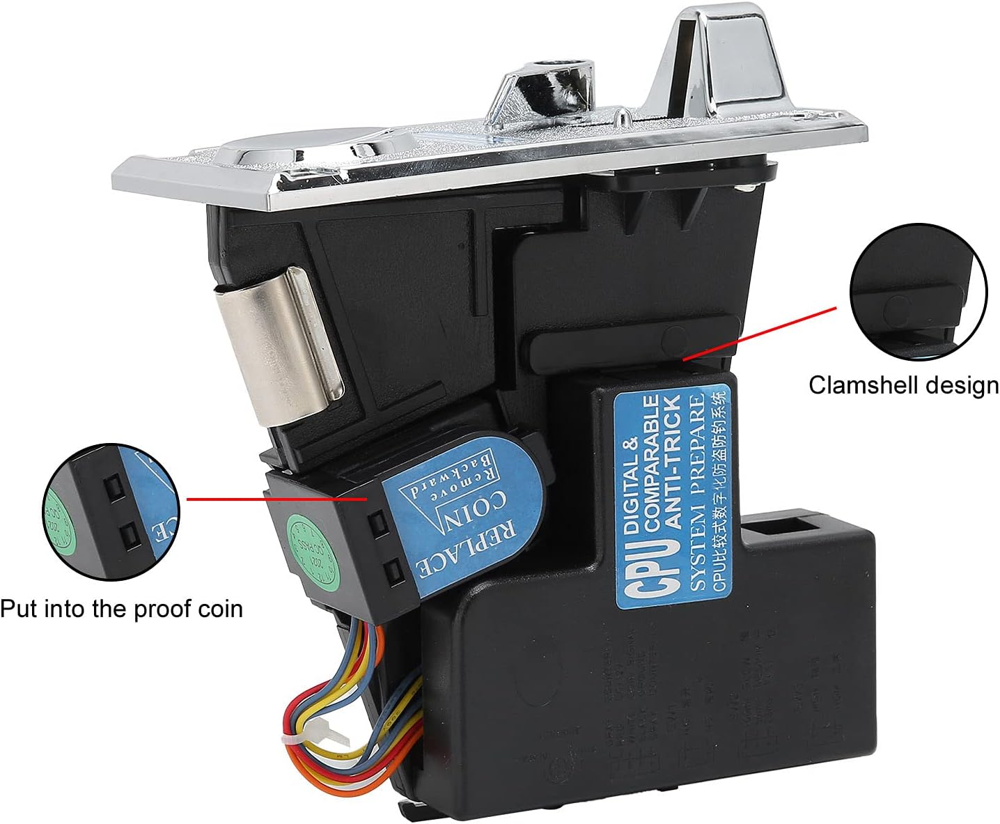 Coin Acceptor,Comparable Roll Down Coin Mech Acceptor Coin Selector CPU Programmable Electronic Coin Selector for