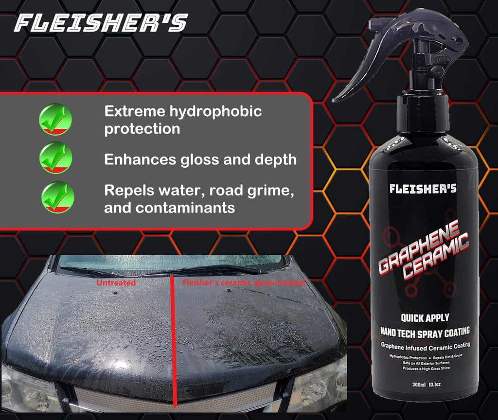 FLEISHERS Graphene Ceramic Spray Coating, Incredible Shine and Protection for Car Paint, Extreme Water Beading, Safe