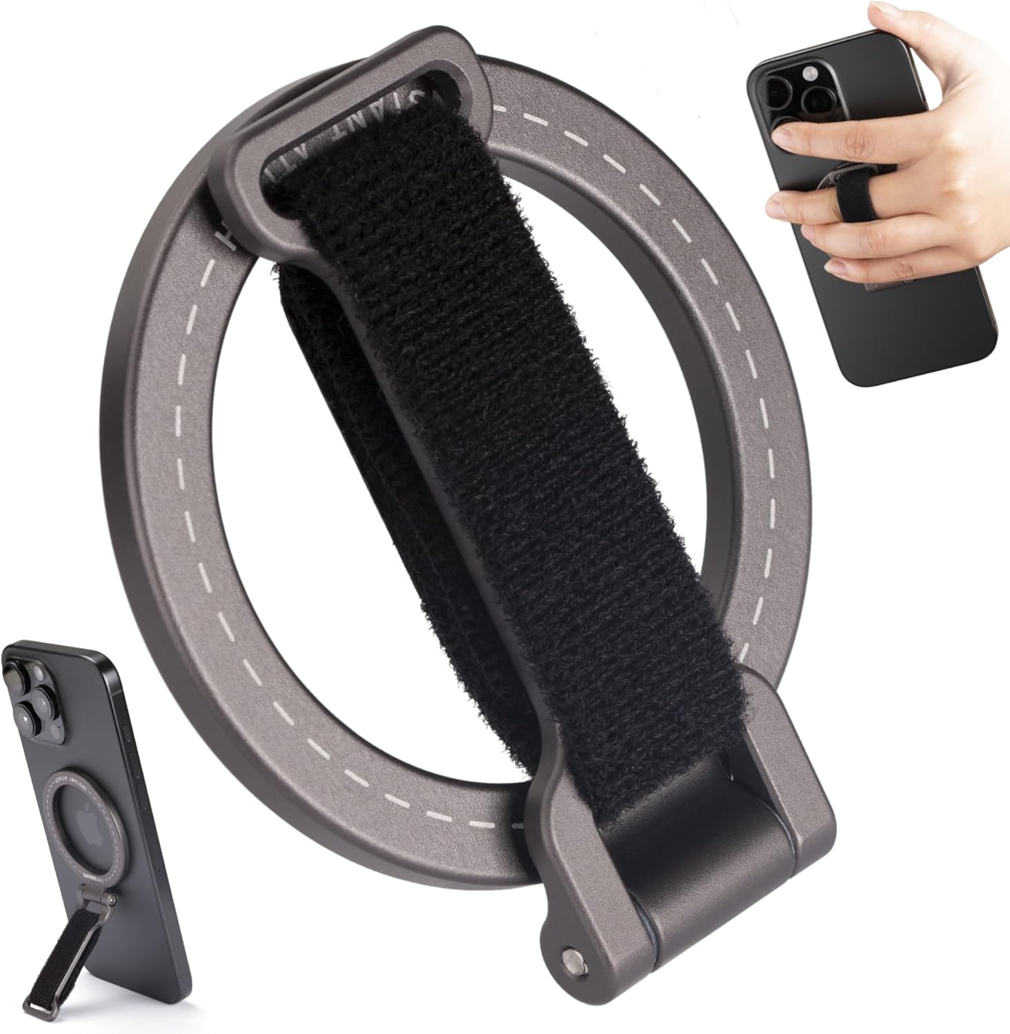 for Magsafe Phone Grip Kickstand – Adjustable Snap Grip Strap | 20 N52 Strong Magnets for iPhone 12/13/14/15/16/17