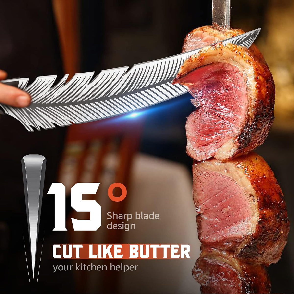 Feather Carving Knife, 8 Inch Boning Knife with Sheath and Gift Box