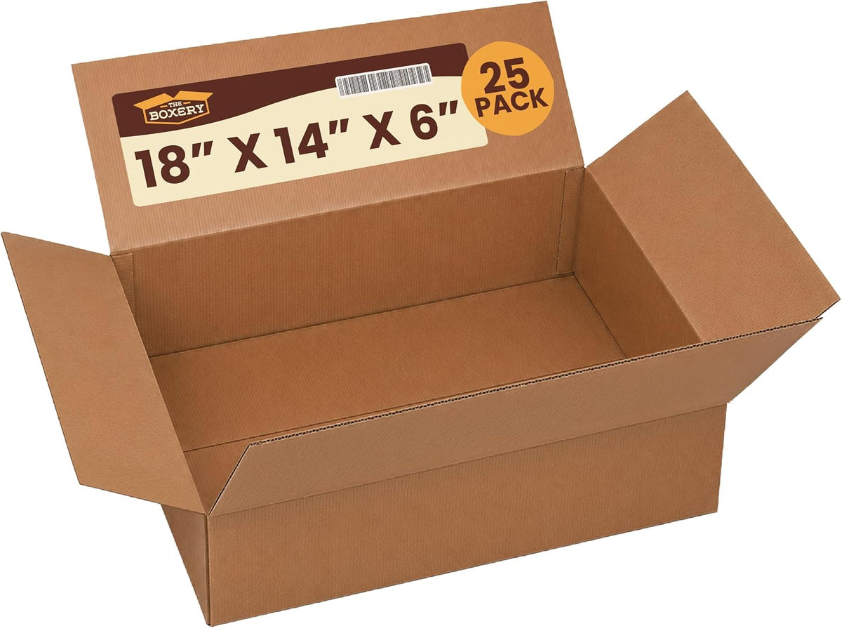 18"x14"x6" Corrugated Shipping Boxes 25-Pack