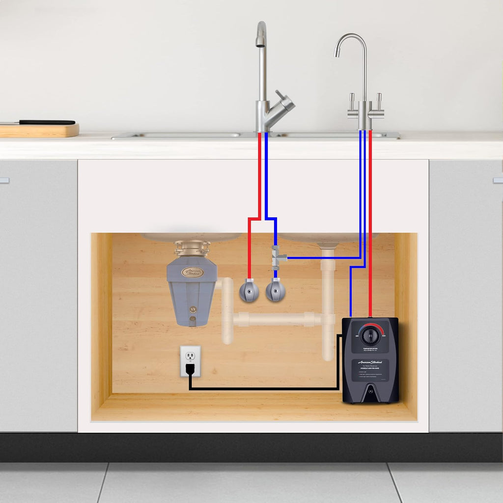 Hot Water Dispenser, Dual Handle Faucet, Brushed Nickel