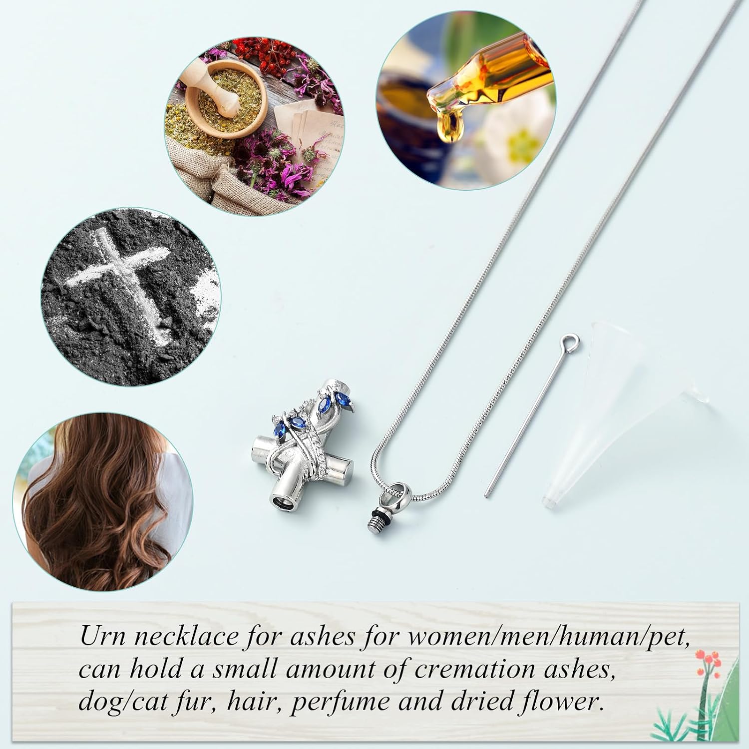 Butterfly Cross Urn Necklace for Ashes Men Women Cremation Jewelry Ashes Pendant for Human Memorial Ash Jewelry