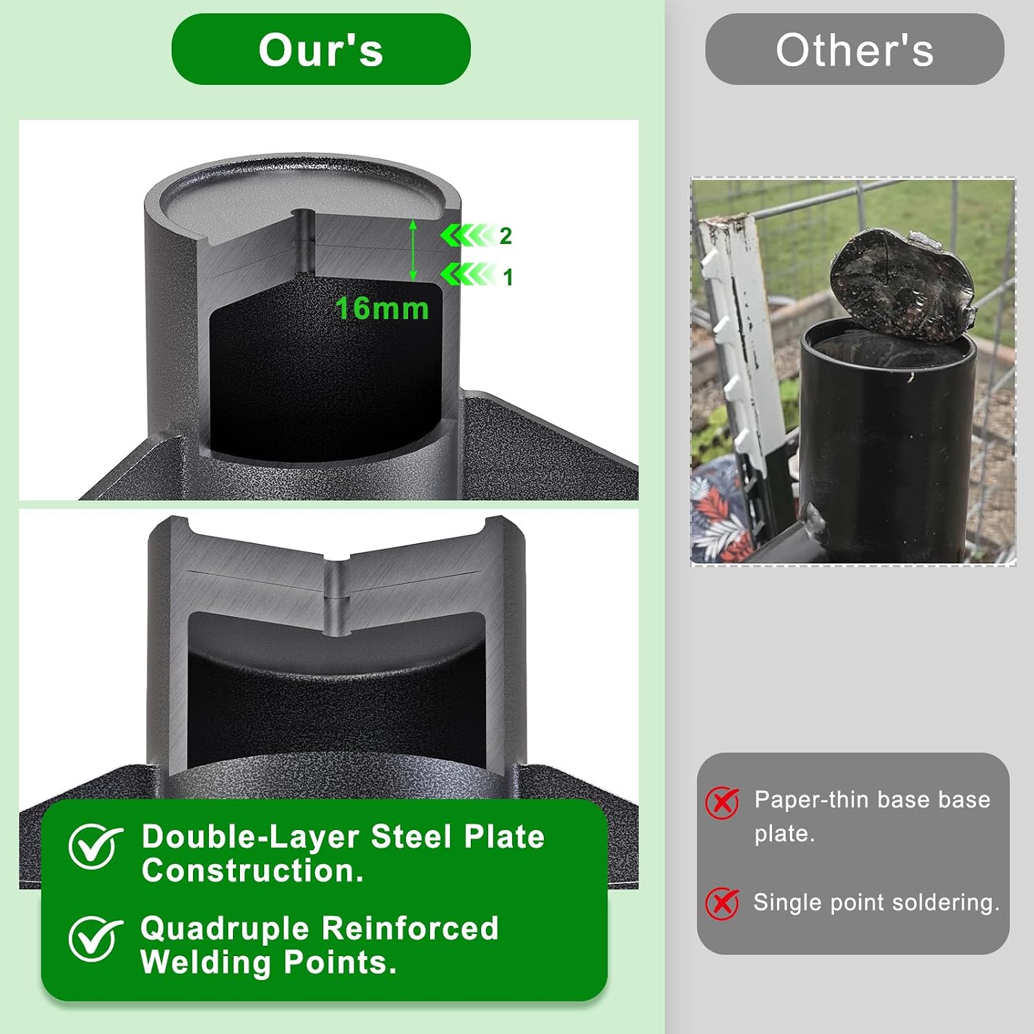 Enhance Fence Post Driver with Anti-Slip Handles T Post Driver, Heavy Duty Steel Post Driver Pounder Hammer for Metal