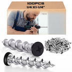 100 Pcs Drywall Anchors 1/4 X 1-1/4 Inch Black Self Drilling Screws