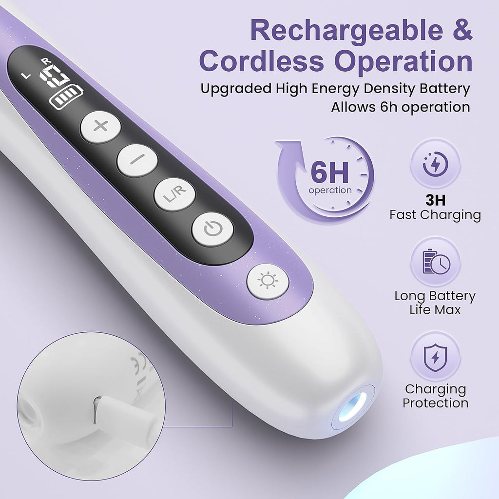 Nail Drill, Electric Nail File, 10-Speed Cordless Manicure Kit, Purple