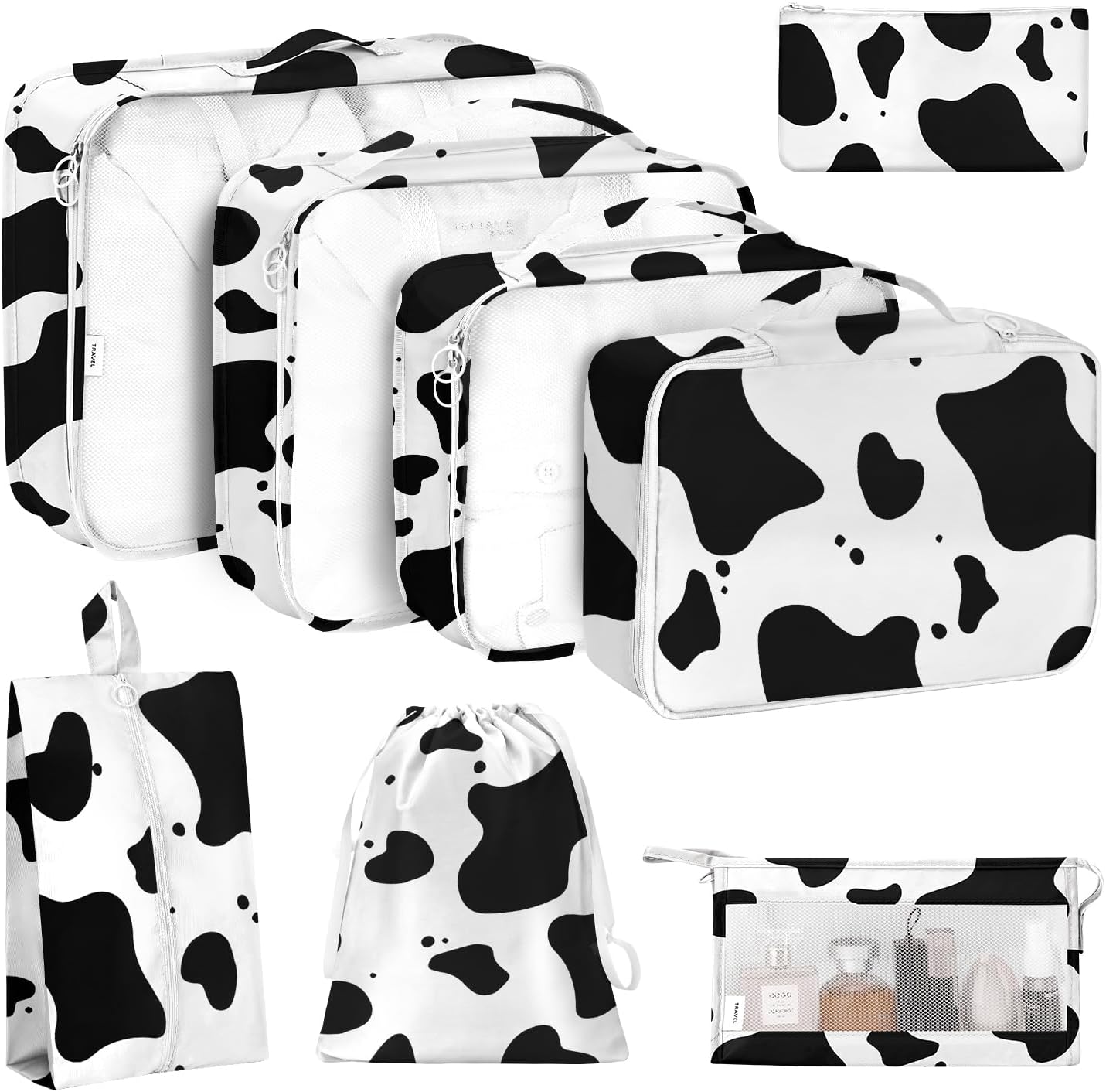 8 Set Packing Cubes for Travel, Luggage Packing Organizers Accessories Large Toiletries Bag for Clothes Shoes