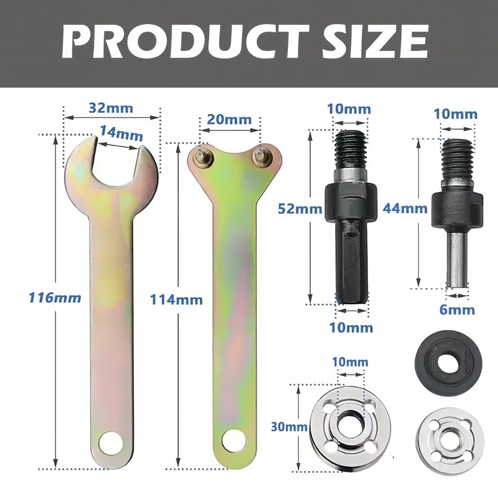 Electric Drill Angle Grinder Connecting Rod Set, 2026 New Angle Grinder Tool Drill Arbor Mandrel Adaptor with Replacement Grinder Nuts and Spanner Wrench Conversion Tool