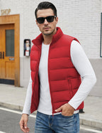 Men's Puffer Vest Casual Sleeveless Outerwear Jacket with 3 Pockets