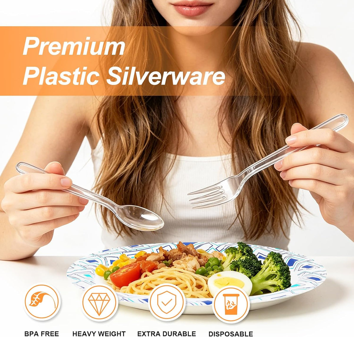 360 Count Extra Heavy Duty Clear Plastic Forks, Spoons, Knives