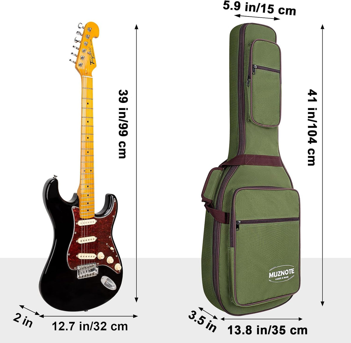 Electric Guitar Bag Electric Guitar Case Reinforced 0.45 In Thick Sponge Soft Padded Guitar Case with 4 Pockets