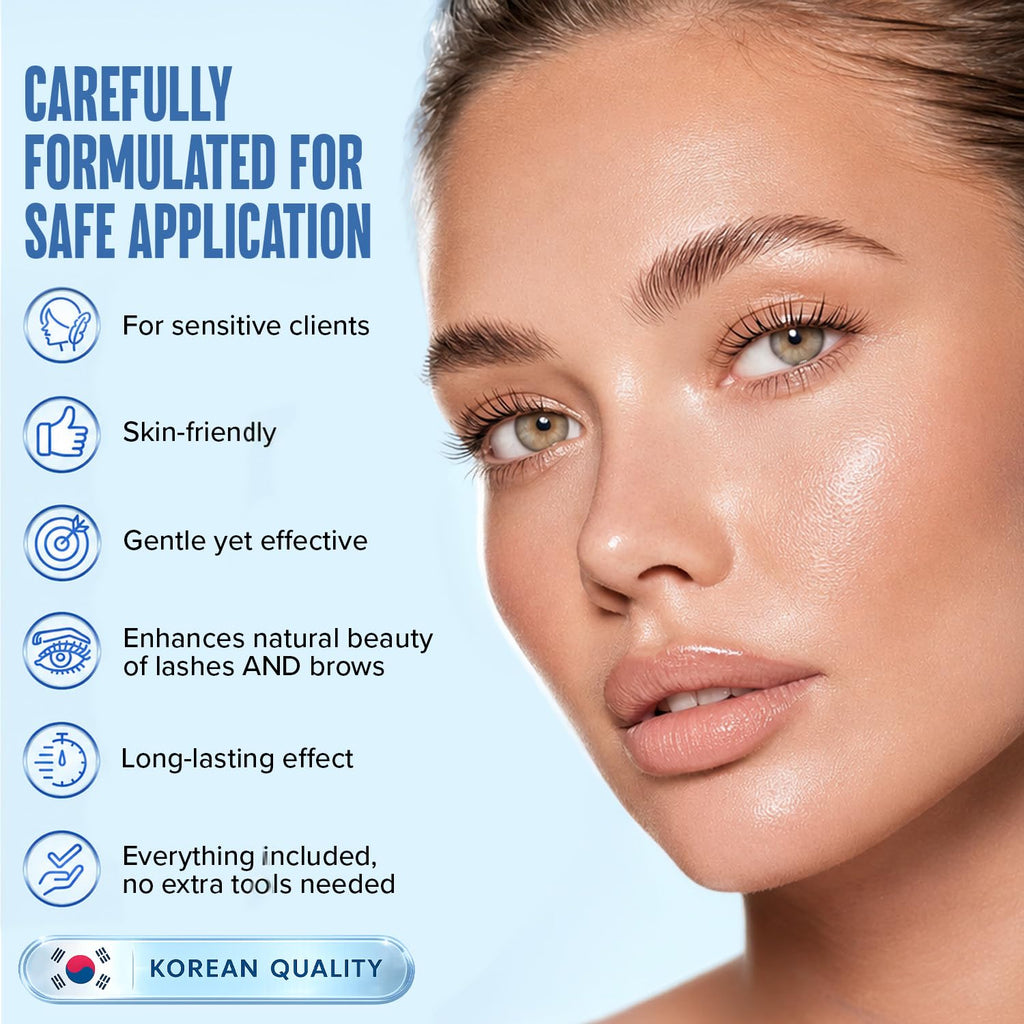 Korean Lash Lift Kit, 10 Sets Eyelash Perm & Brow Lamination Kit for DIY Home and Professional Use, Silicone Shields