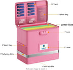 Fireproof File Box with Lock, Collapsible Document Organizer, Pink