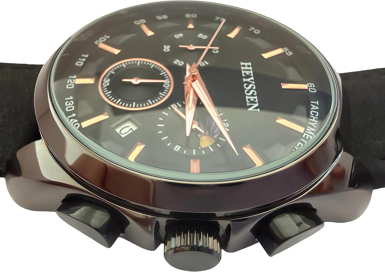 Watches for Men Chronograph Analog Luminous Quartz Watch Blue Black Luxury Genuine Leather Mens Watches Business