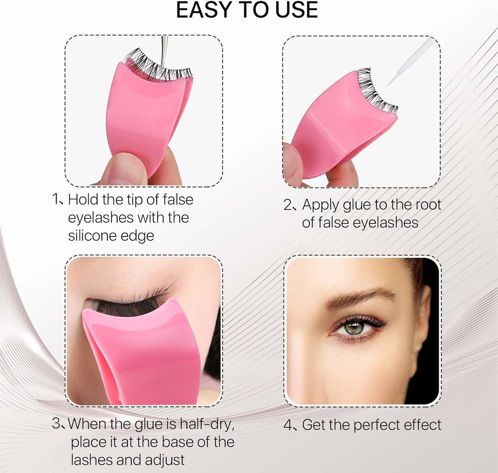 Eyelash Applicator Tool 35mm Width Lash Applicator Clip, 1PCS Eyelash Tweezers for False Lashes, Pink