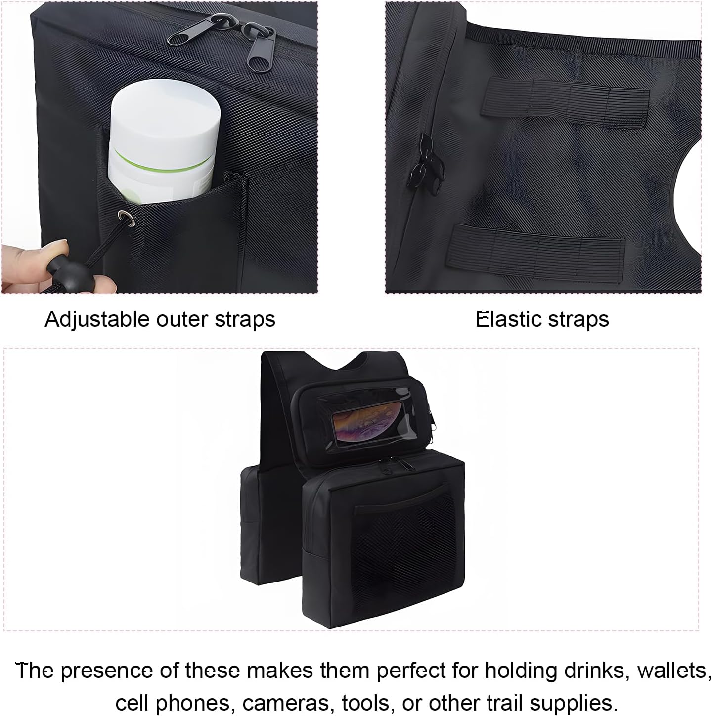 Motorcycle Tank Bag, Large ATV Tank Top Bag with Touch Screen Phone Pouch & Drink Holder, Universal Waterproof