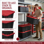 6-Pack 27 Gallon Heavy Duty Storage Bins Durable Polypropylene Plastic with Snap Lock Lids Stackable Large Capacity