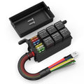 12V Relay Box 6 Way12 AWG Pre-Wired Waterproof Relay Box 6 Slot ATC/ATO Fuse Relay Block Universal Relay Panel for