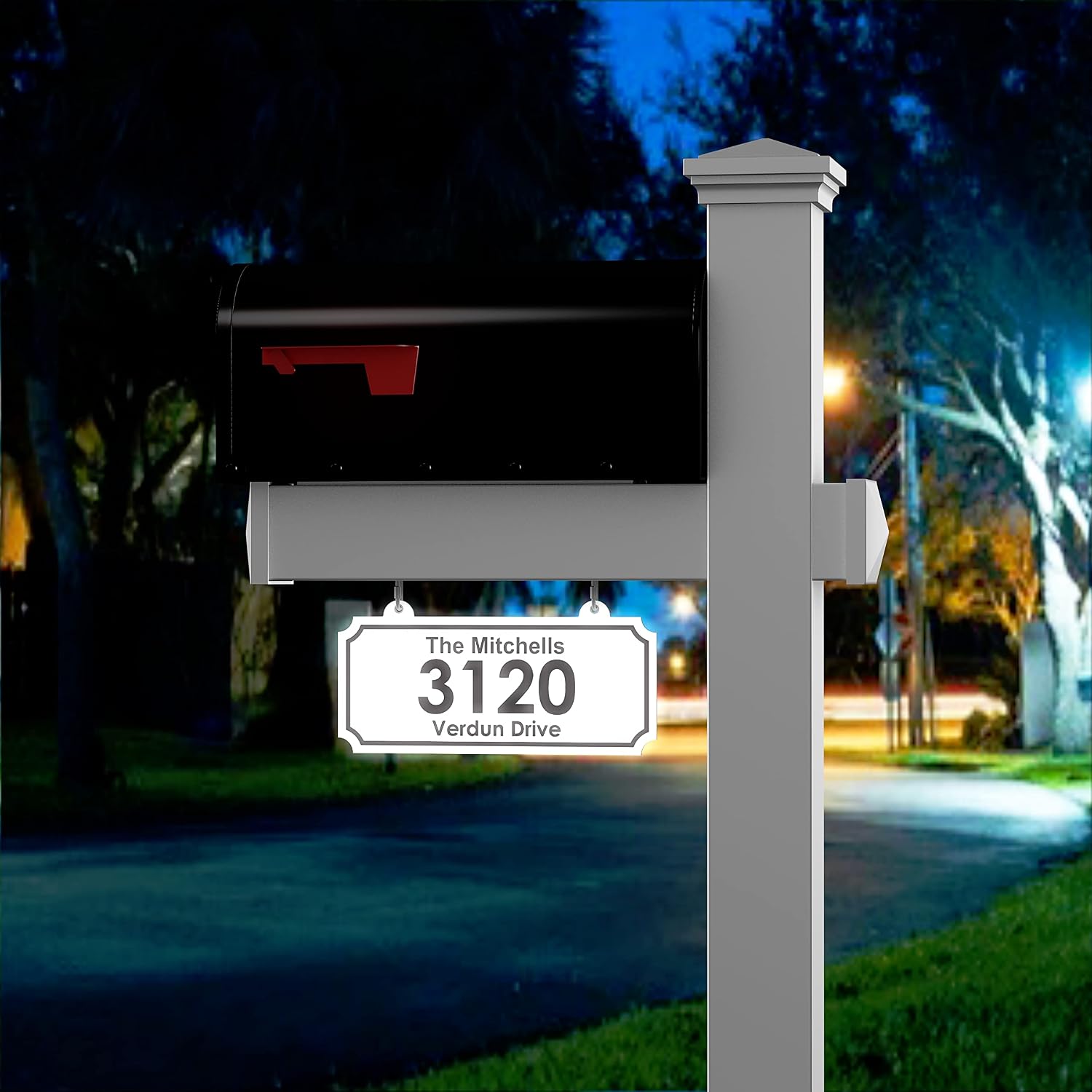 Loudon White Vinyl No-Dig Mailbox Post System & Mailbox | Includes a ground anchor stake for easy no-dig