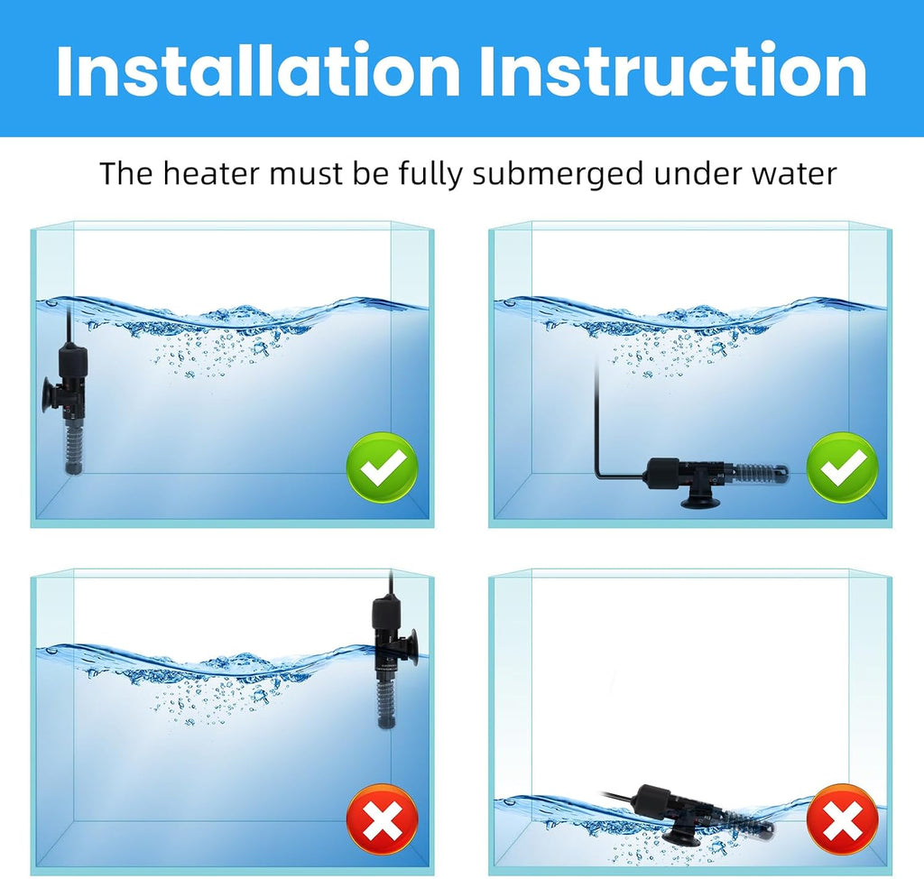 Aquarium Heater, 25W Small Betta Fish Tank Heater, Mini Preset Water Thermostat with a Thermometer