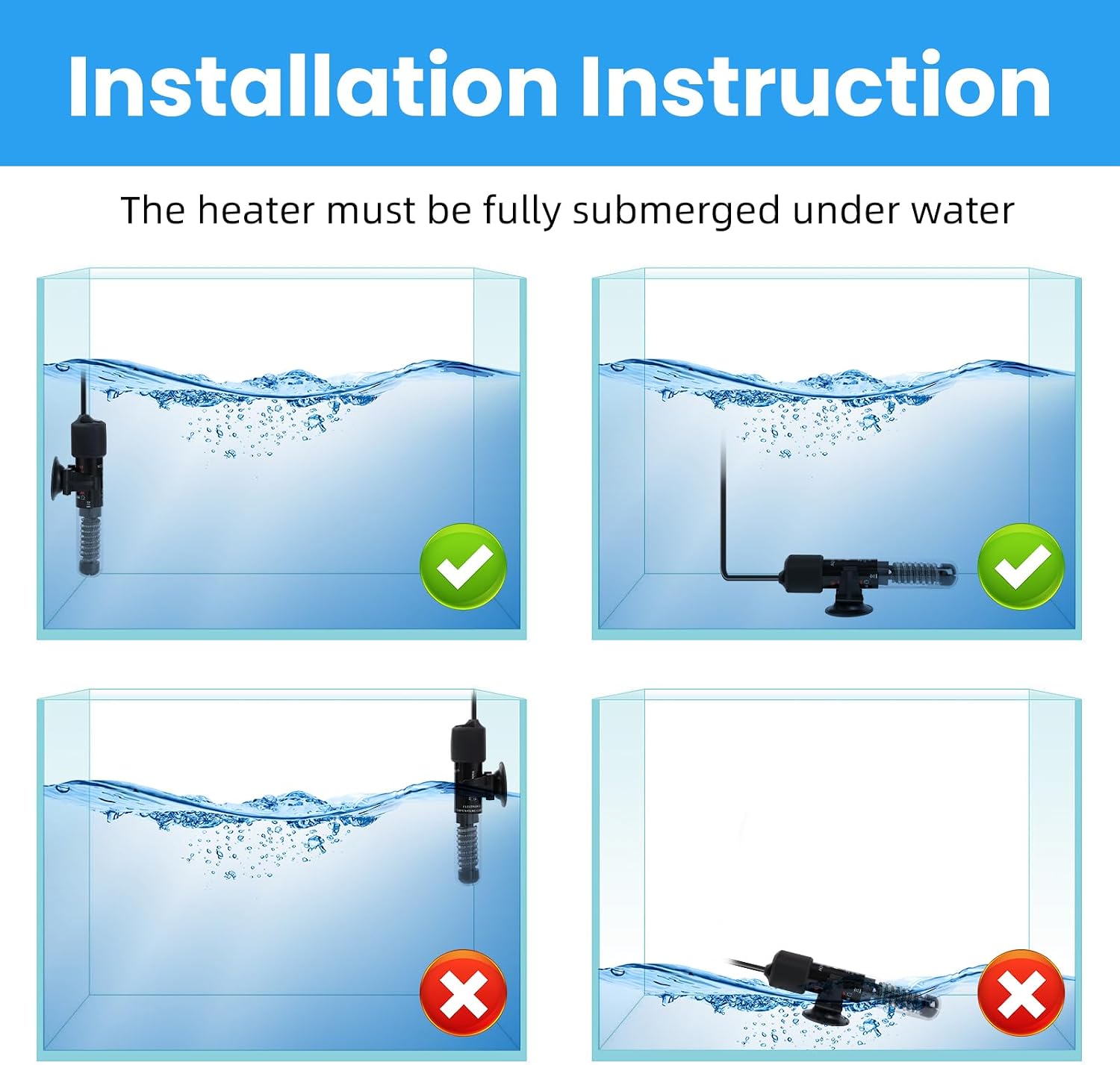 Aquarium Heater, 25W Small Betta Fish Tank Heater, Mini Preset Water Thermostat with a Thermometer