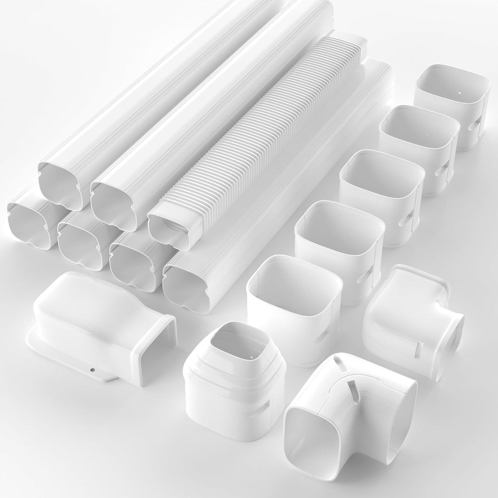3'' 22.5Ft Mini Split Line Set Cover, Upgraded UV-Proof PVC Pipe | DIY Decorative Lineset Cover Kits with Flexible