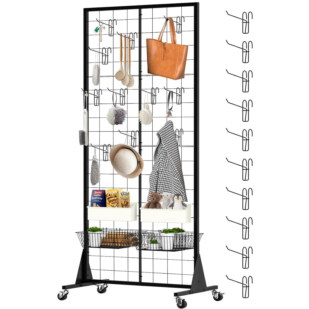 2'x5.5' Ft Gridwall Panel Display Stands Heavy Duty Floor Standing Retail Display Rack with Triangle Base for Retail