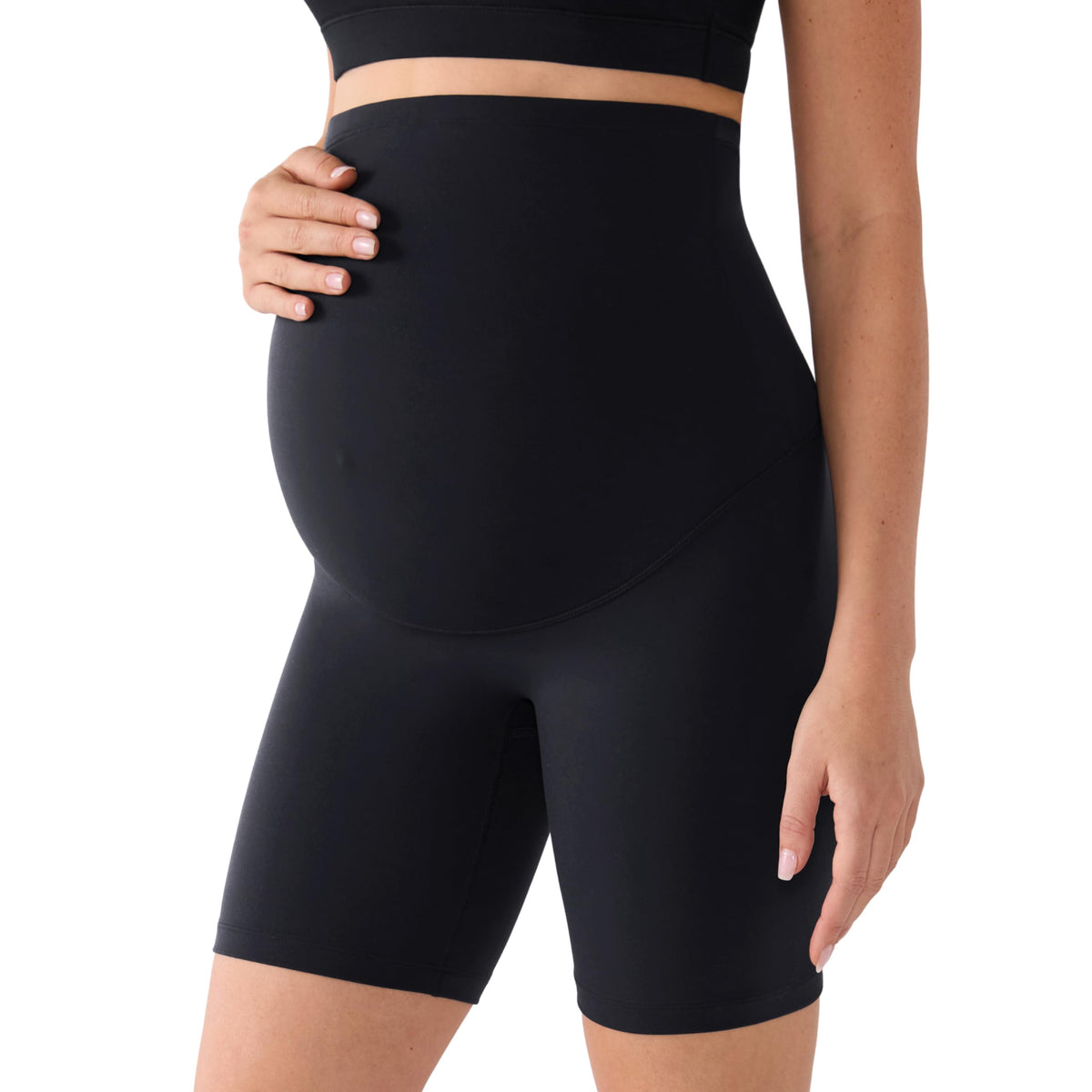 No Front Seam Maternity Biker Shorts 6" Black X-Small