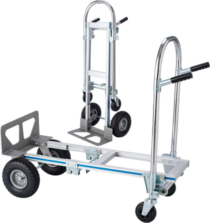 2-in-1 Convertible Hand Truck Dolly, 800 LB Capacity Heavy Duty Utility Cart with Pneumatic Tires, Aluminum & Steel