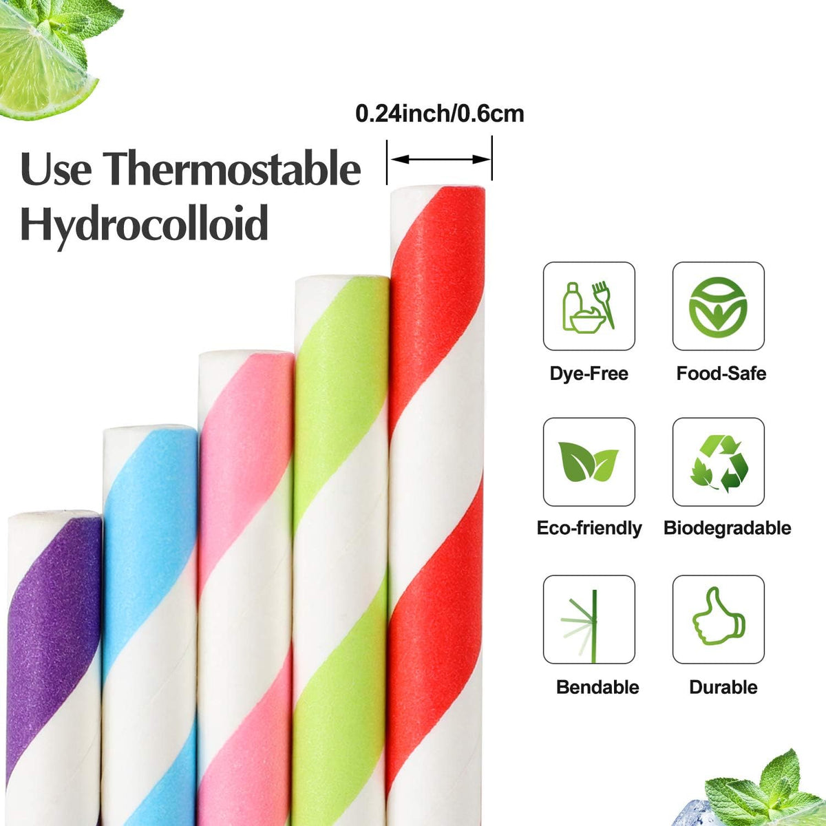 Paper Drinking Straws, Assorted Colors, 200 Pack