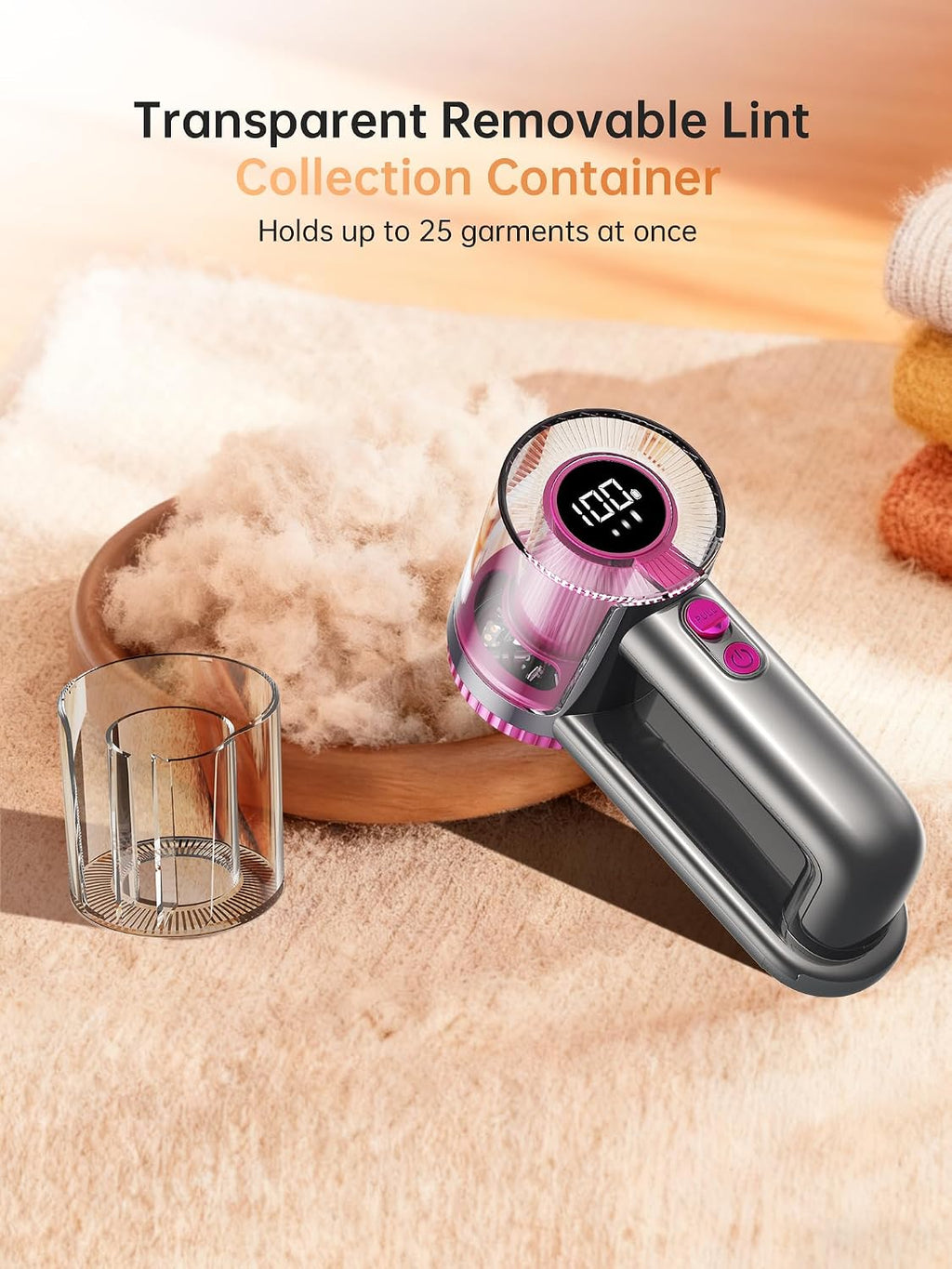 2-in-1 Rechargeable Fabric Shaver & Lint Remover,1800mAh | 3-Speed Lint Shaver with Digital LED Display, Type-C Fast